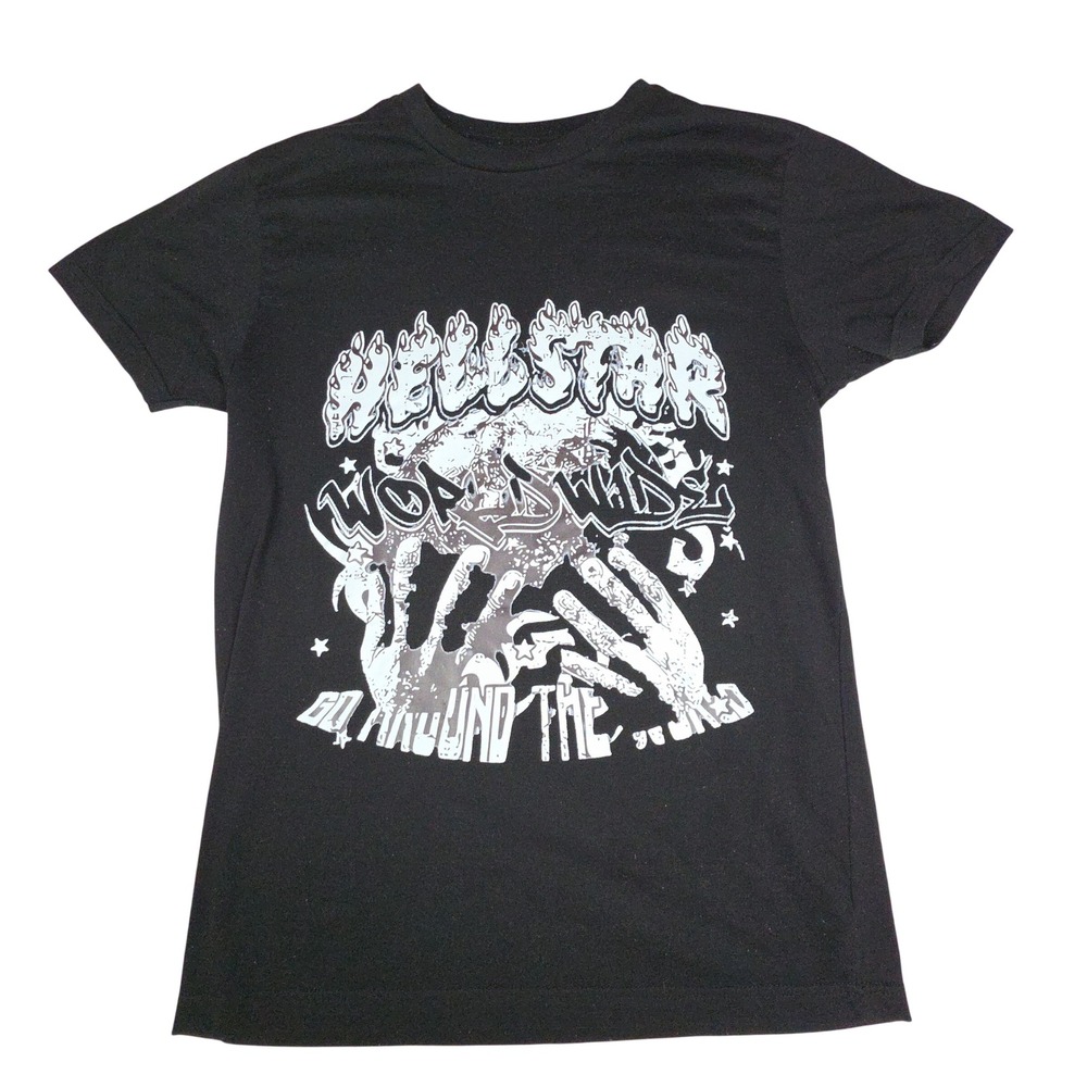 Hellstar Worldwide Go Around The World Graphic T-Shirt Mens S Black Short Sleeve